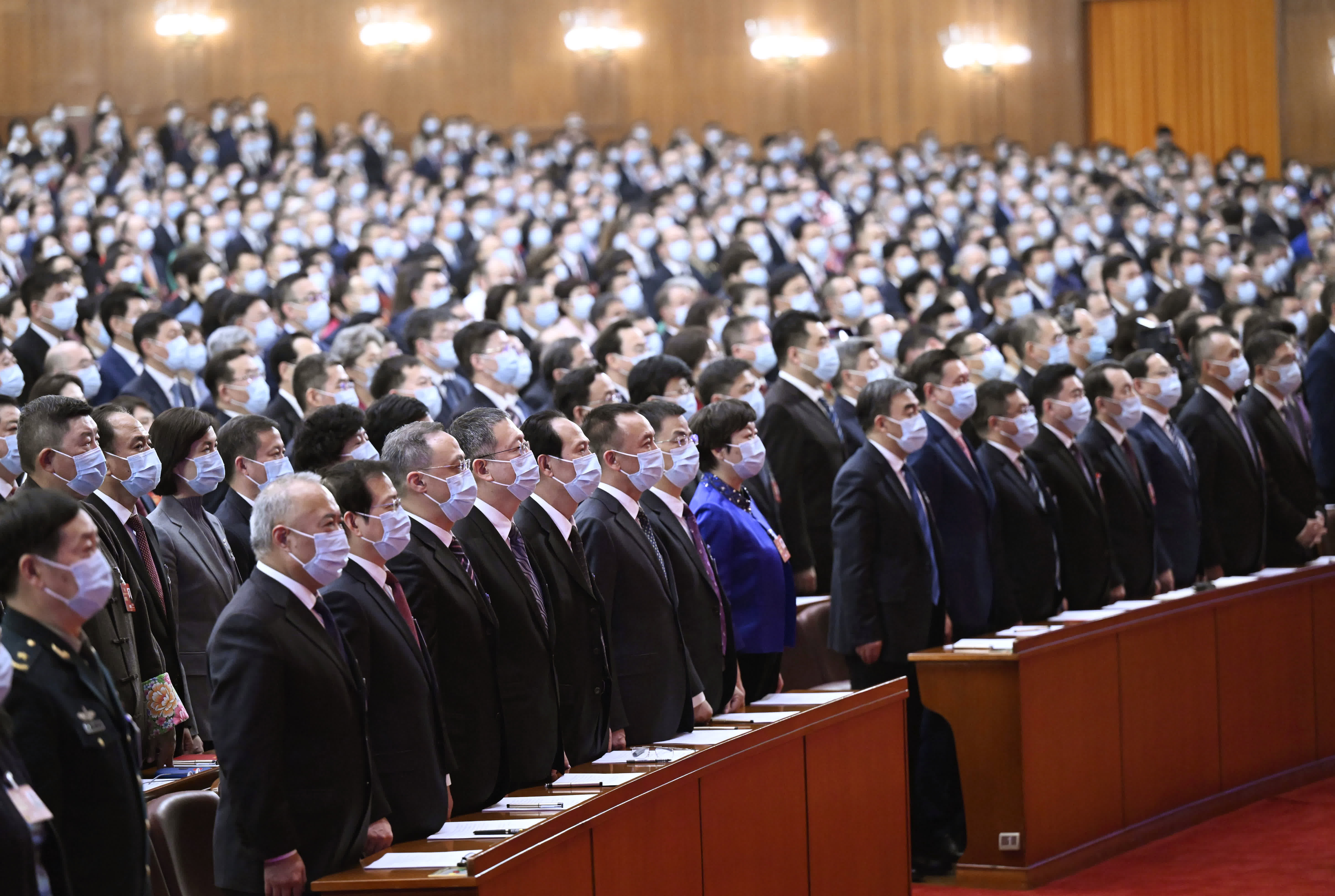 全國政協十四屆一次會議開幕會在人民大會堂舉行。（新華社）