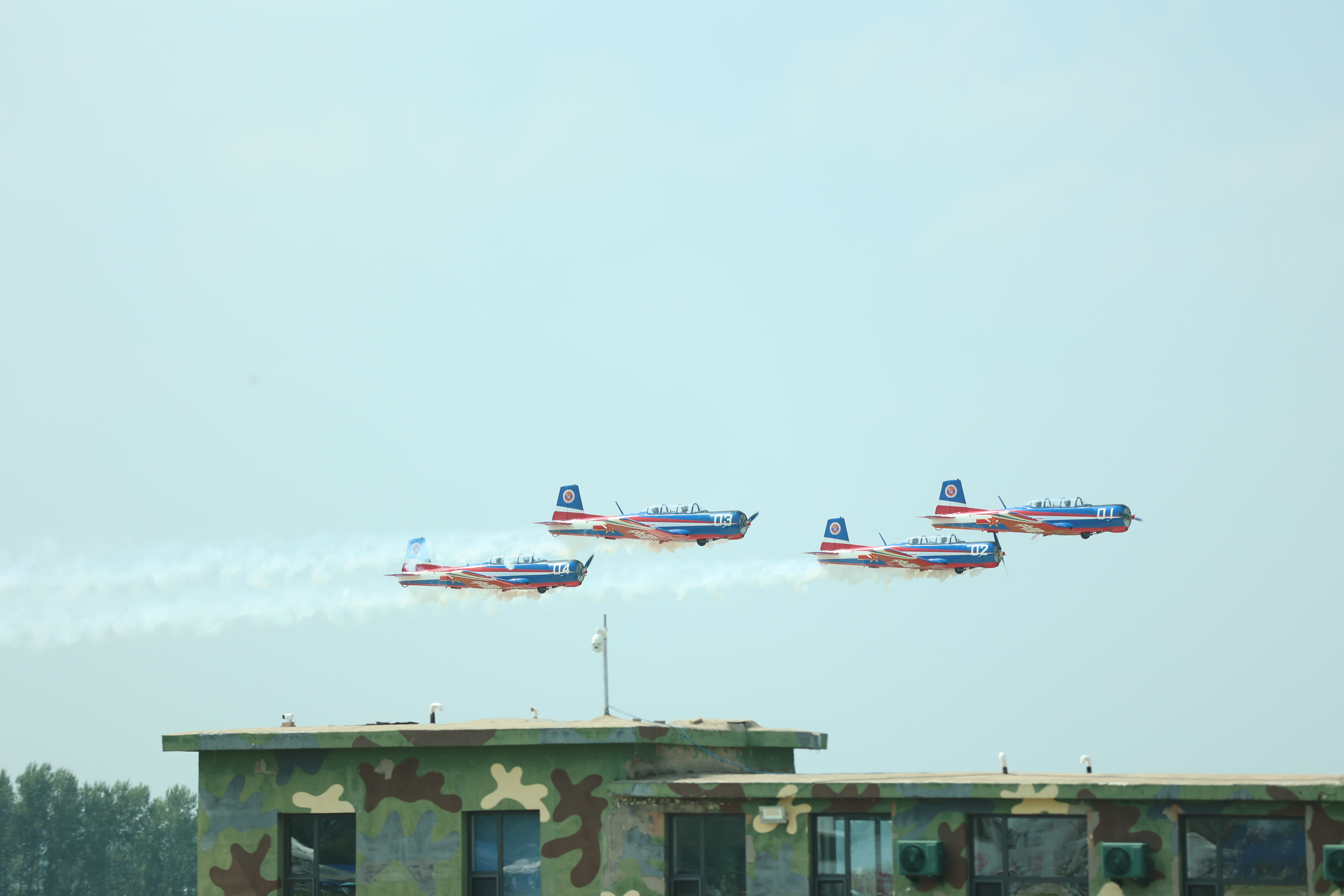天之翼飛行表演隊超低空飛過。（盧冶攝）