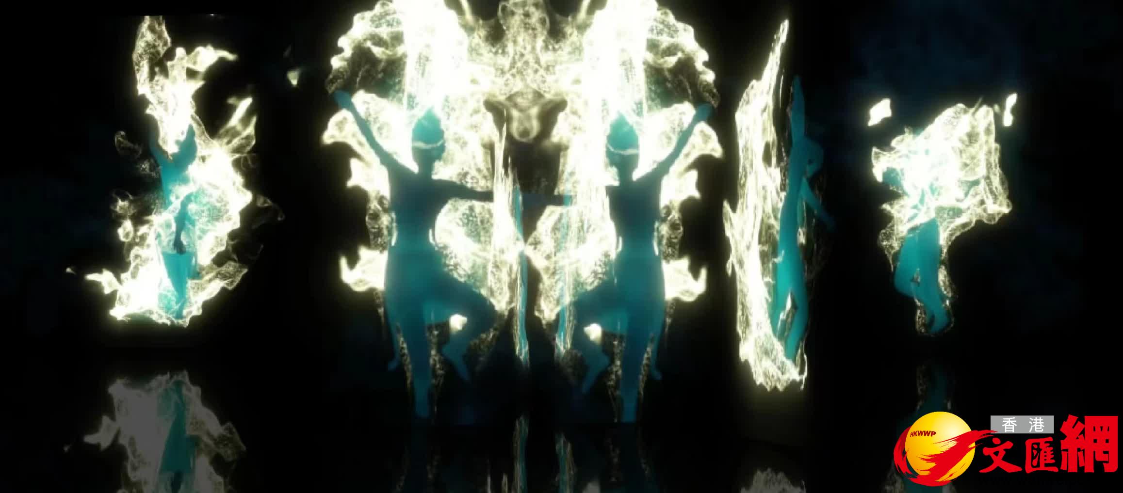 《天舞·離形》以數字全息劇場結合重重鏡面幻影還原千年前的敦煌樂舞美學。倪夢璟攝