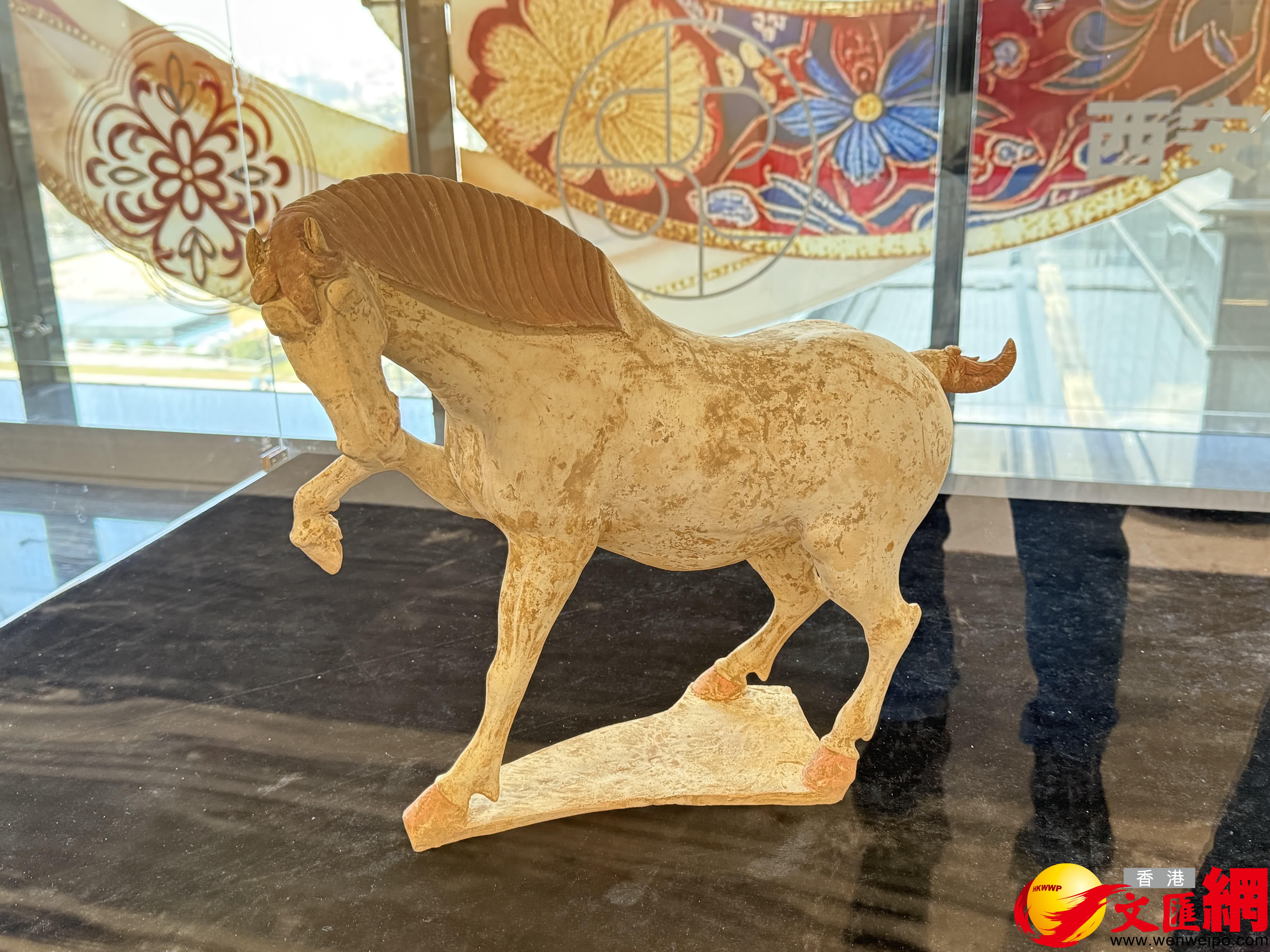 現場展出的唐代彩繪舞馬。（記者張仕珍攝）