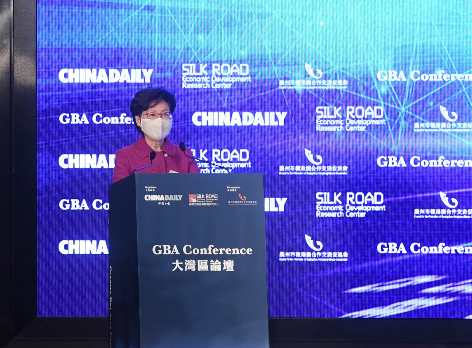 香港特別行政區行政長官林鄭月娥作主旨演講。(大公報記者 攝) 香港特別行政區行政長官林鄭月娥作主旨演講。(大公報記者 攝)