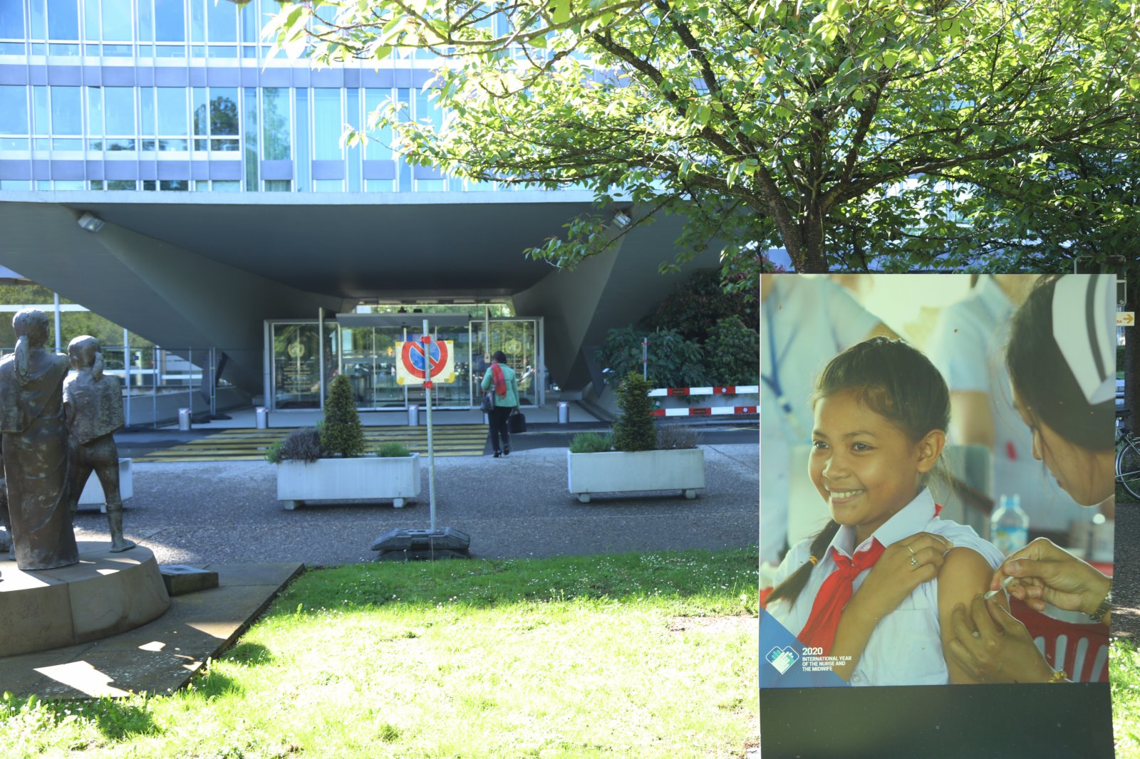 這是5月20日拍攝的位於瑞士日內瓦的世界衞生組織總部外景。