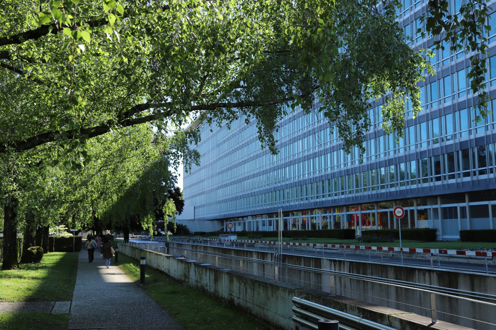 這是5月20日拍攝的位於瑞士日內瓦的世界衞生組織總部外景。