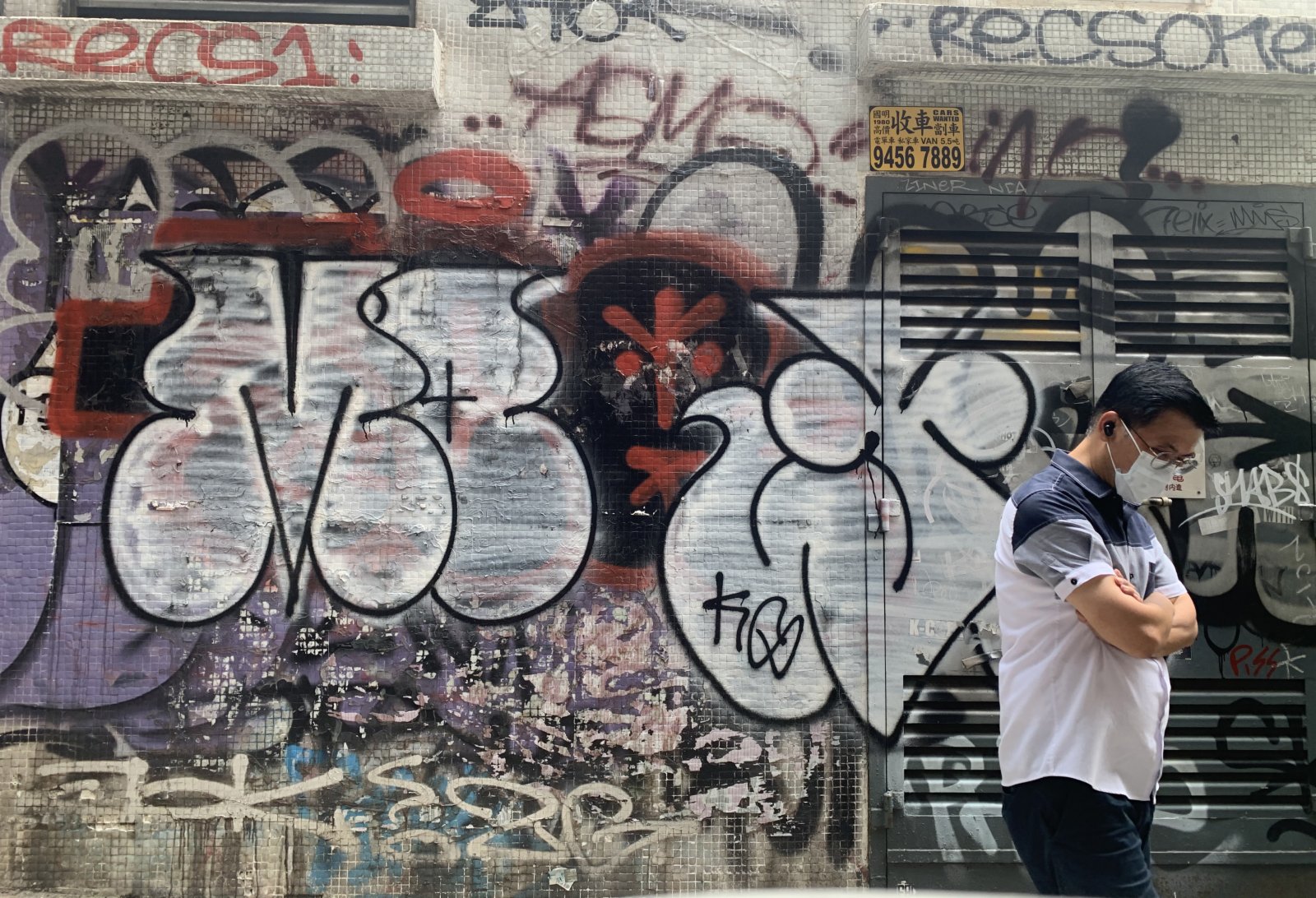 圖為旺角聯運道後巷,充滿外國風格的塗鴉。 圖為旺角聯運道後巷,充滿外國風格的塗鴉。