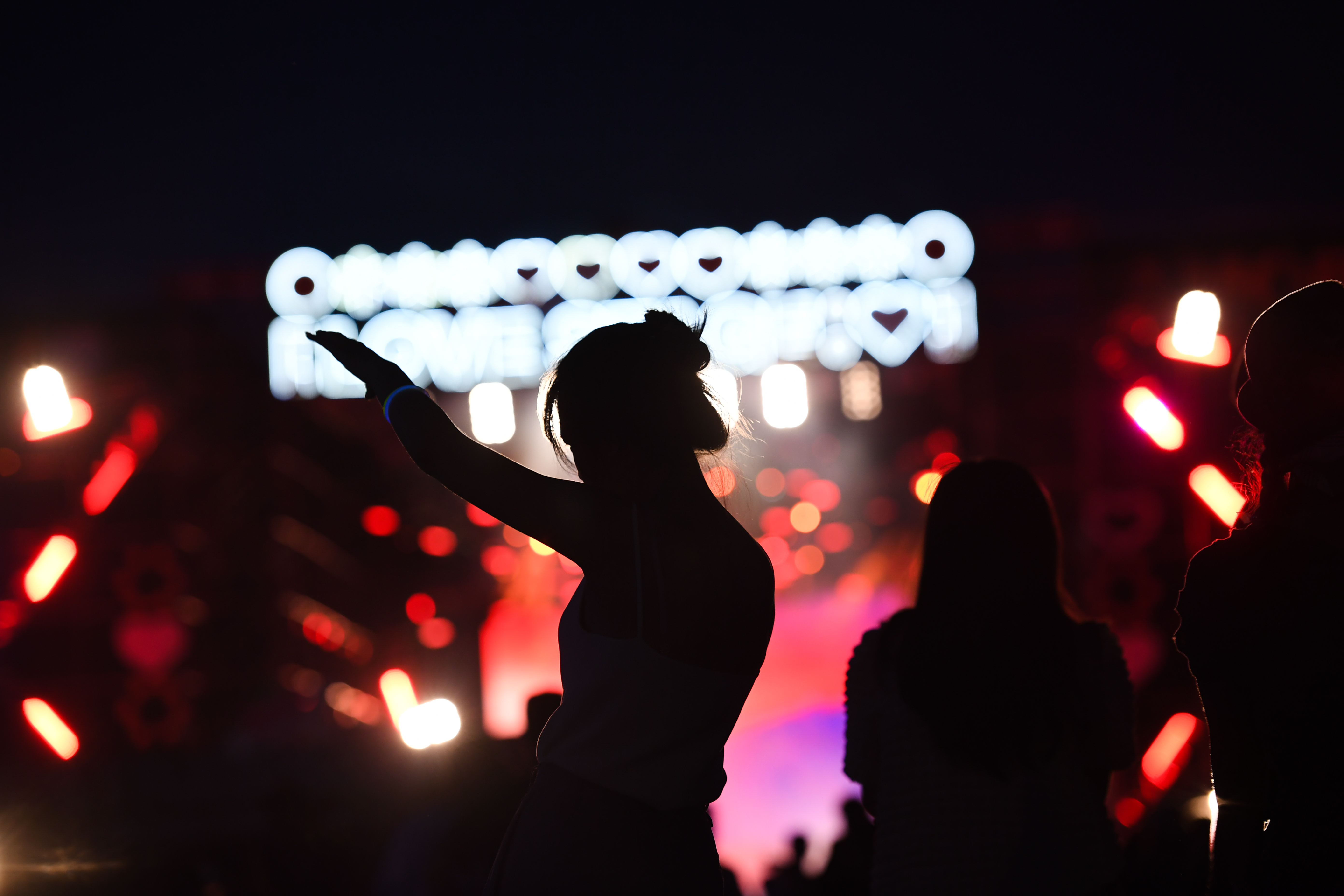 觀眾在阜新草莓音樂節現場隨着音樂跳舞。（新华社）