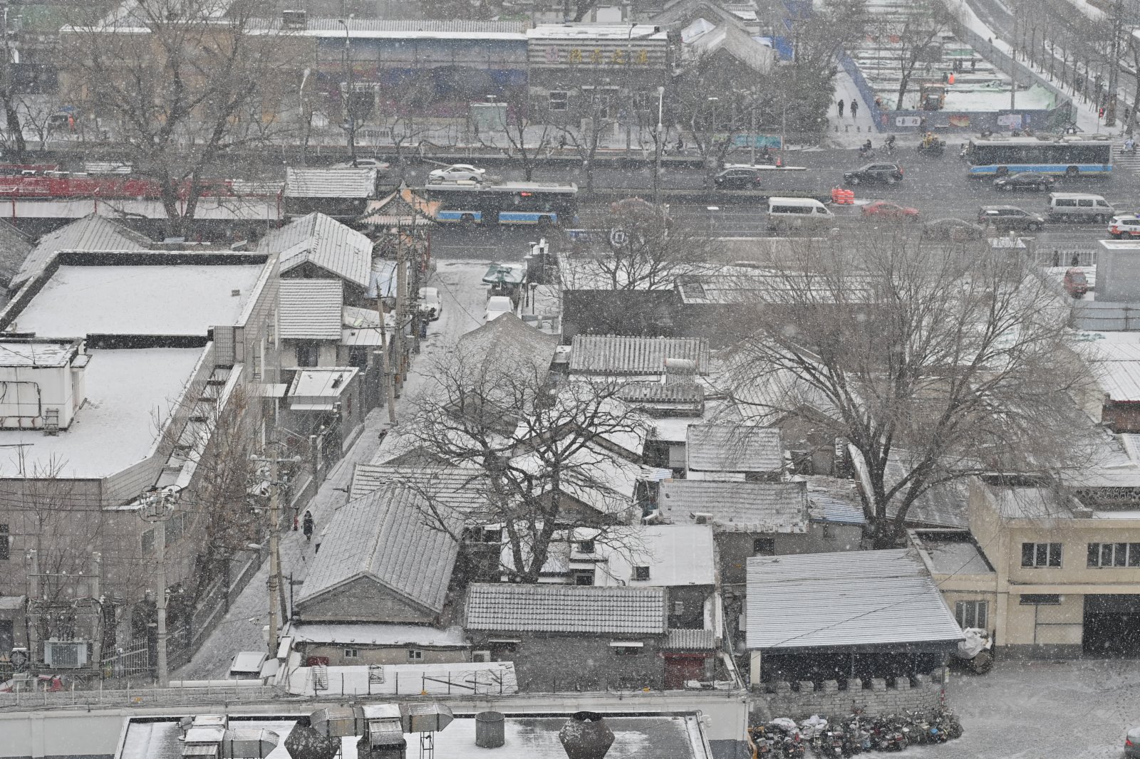 這是1月20日在北京宣武門附近拍攝的雪景。（新華社）