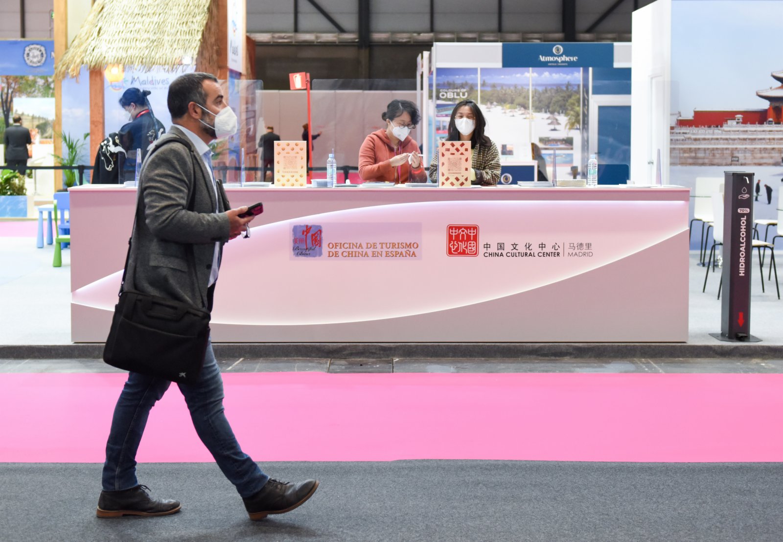 這是1月19日在西班牙馬德里國際旅遊展拍攝的中國展台。（新華社）