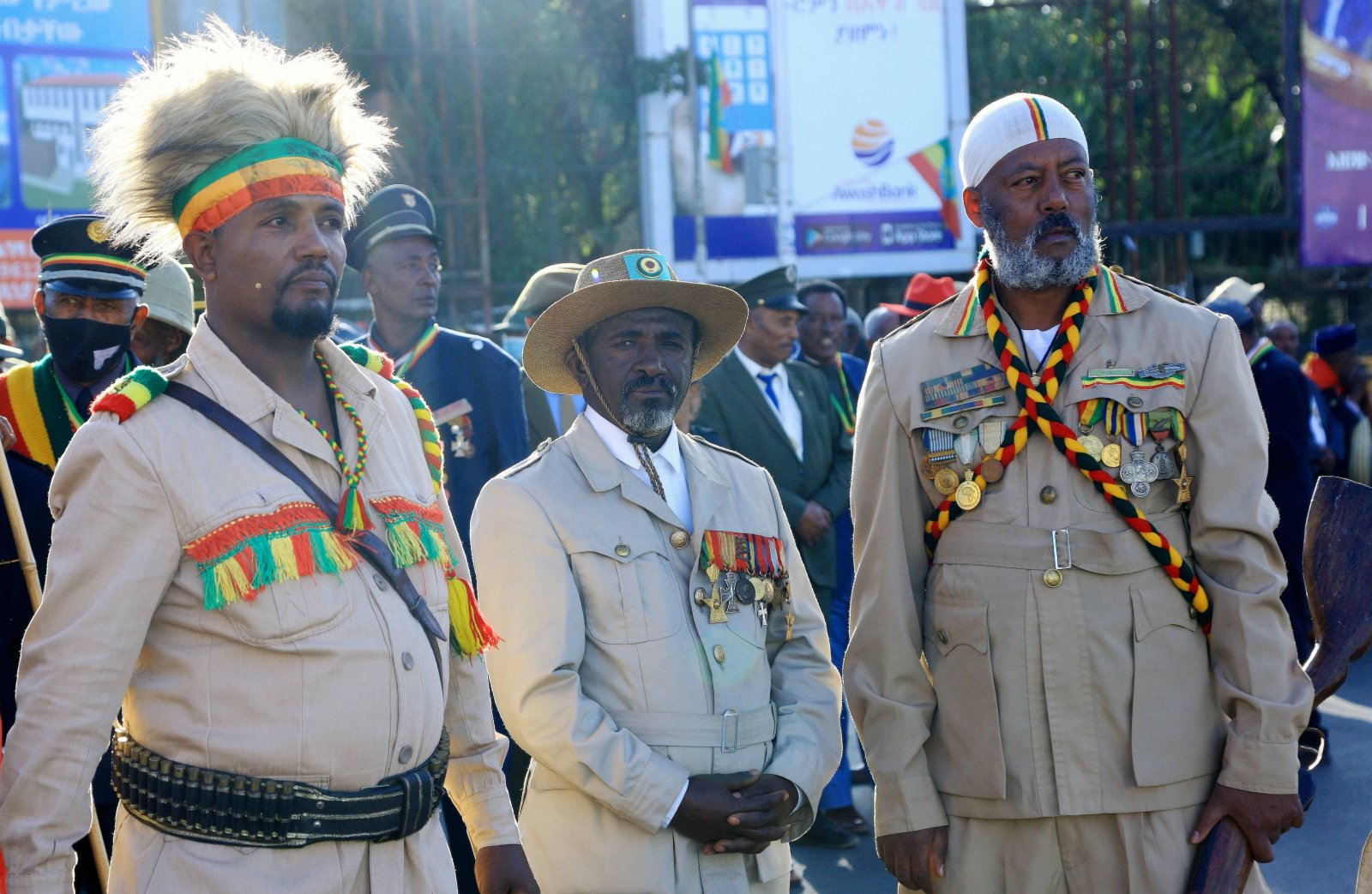 在埃塞俄比亞首都亞的斯亞貝巴，人們參加「愛國者日」紀念活動。（新華社）