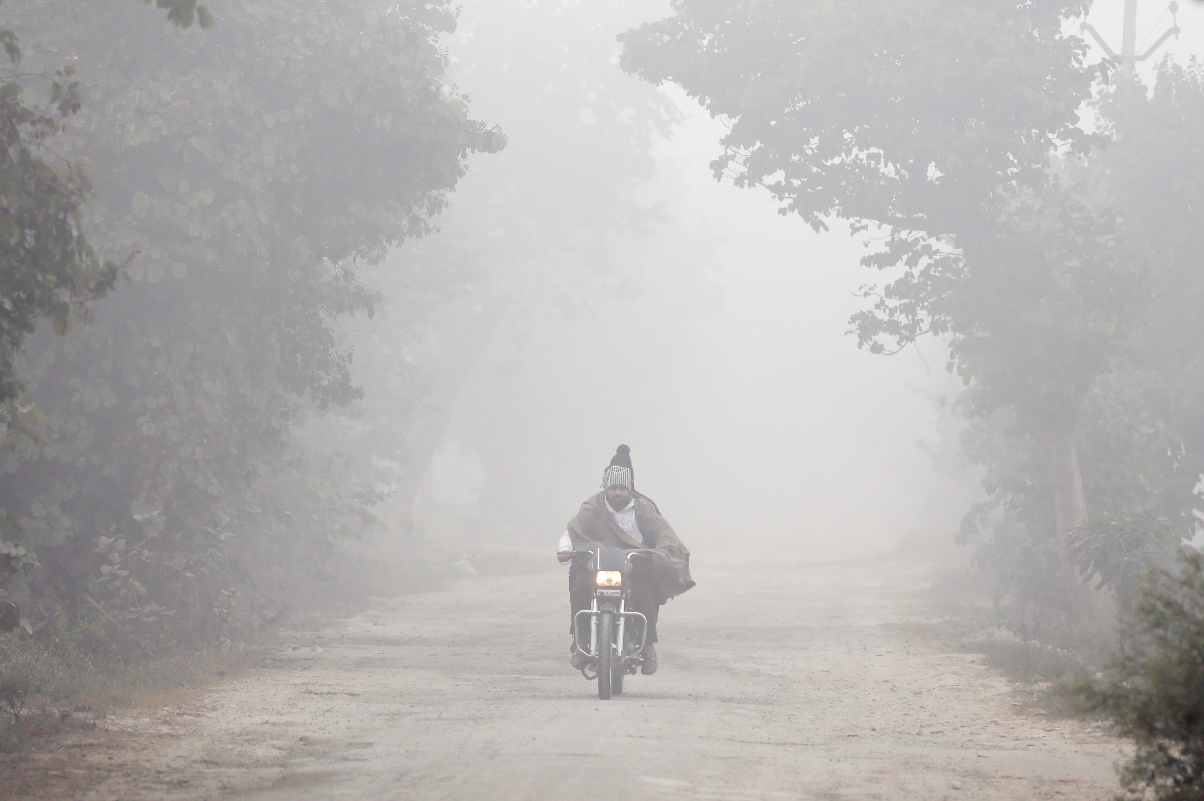 1月9日，在印度旁遮普邦阿姆利則，人們在霧中出行。（新華社）