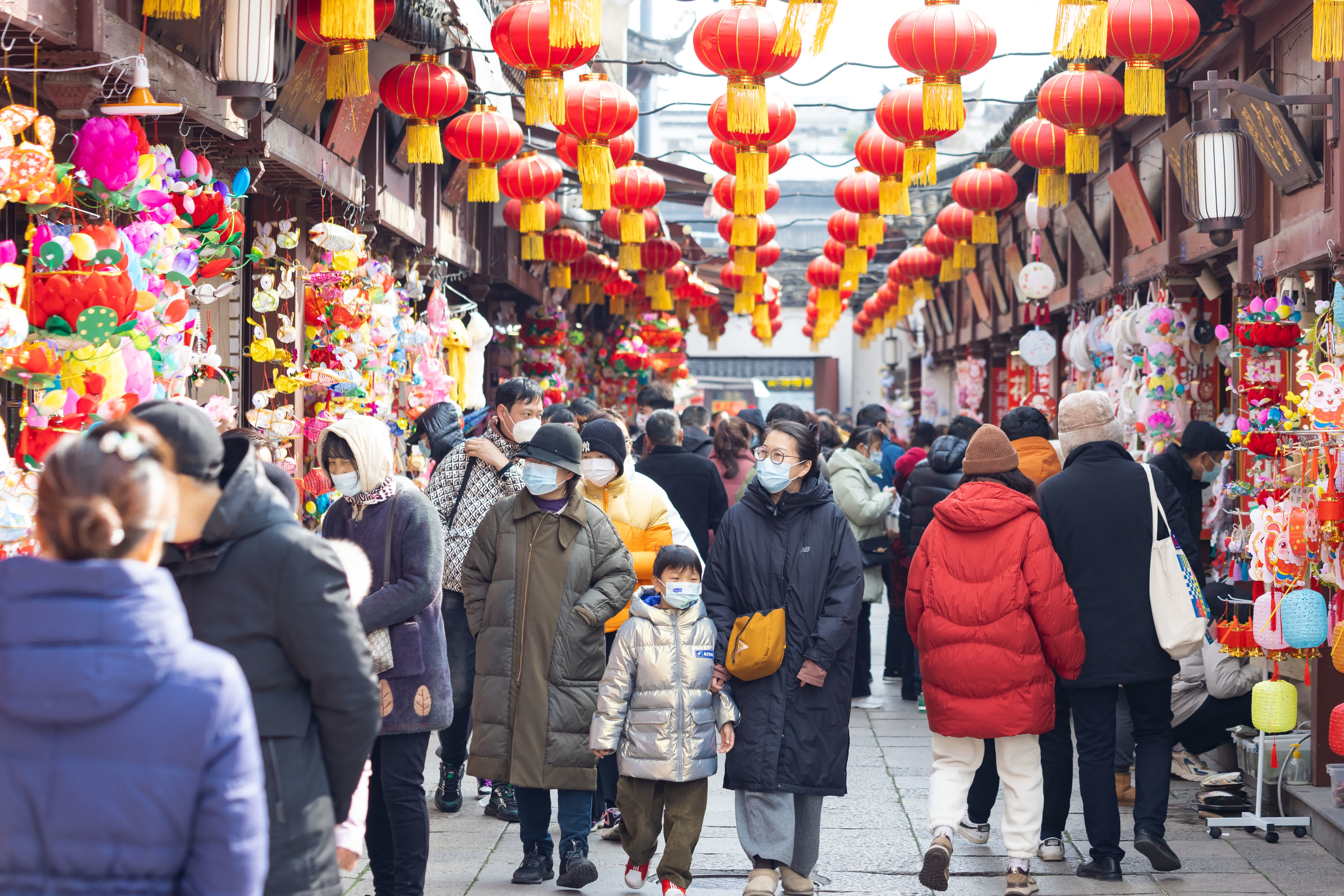 1月24日，遊人在南京夫子廟景區遊覽。