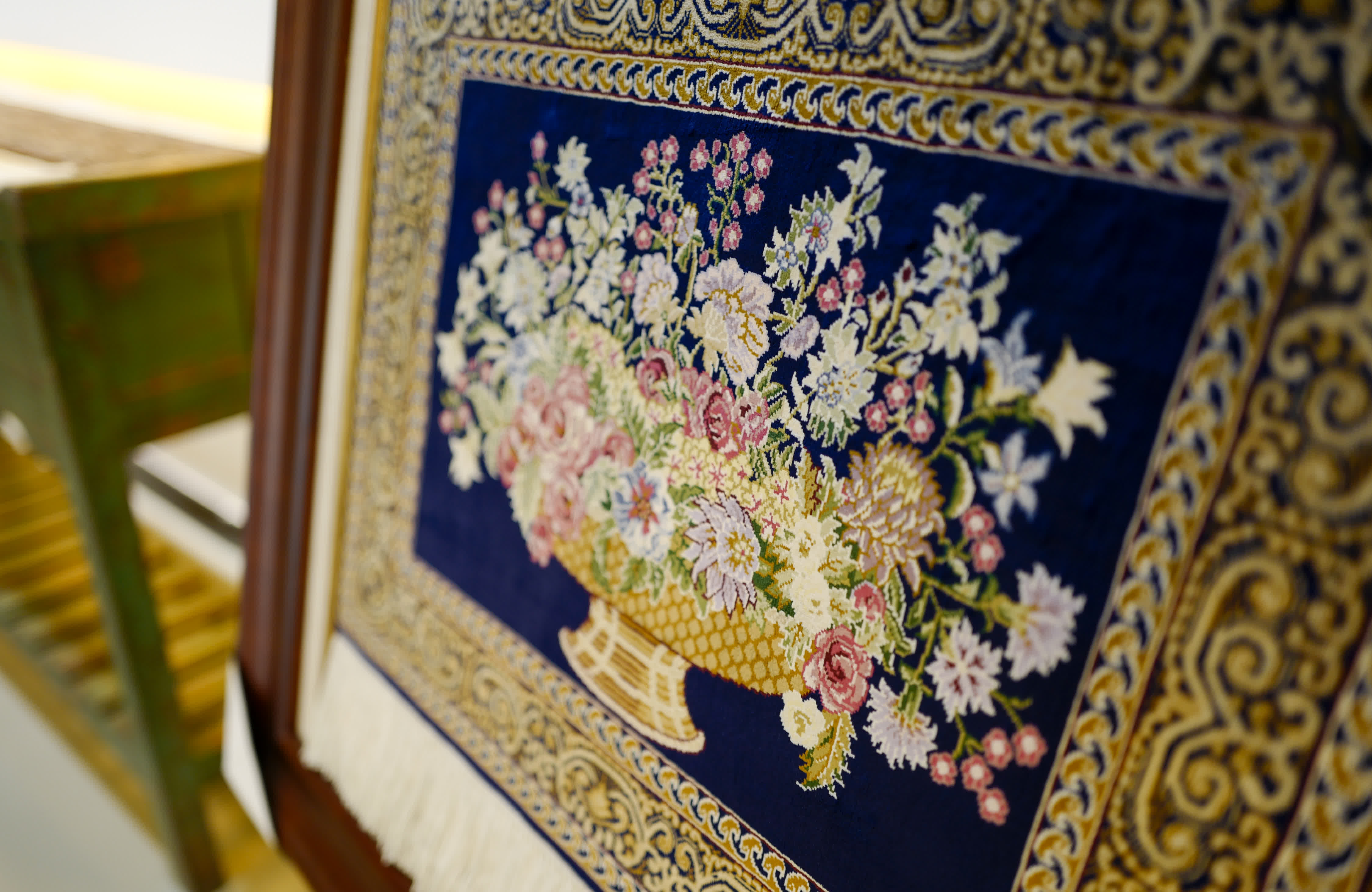 這是3月21日拍攝的閬中絲毯。（新華社）