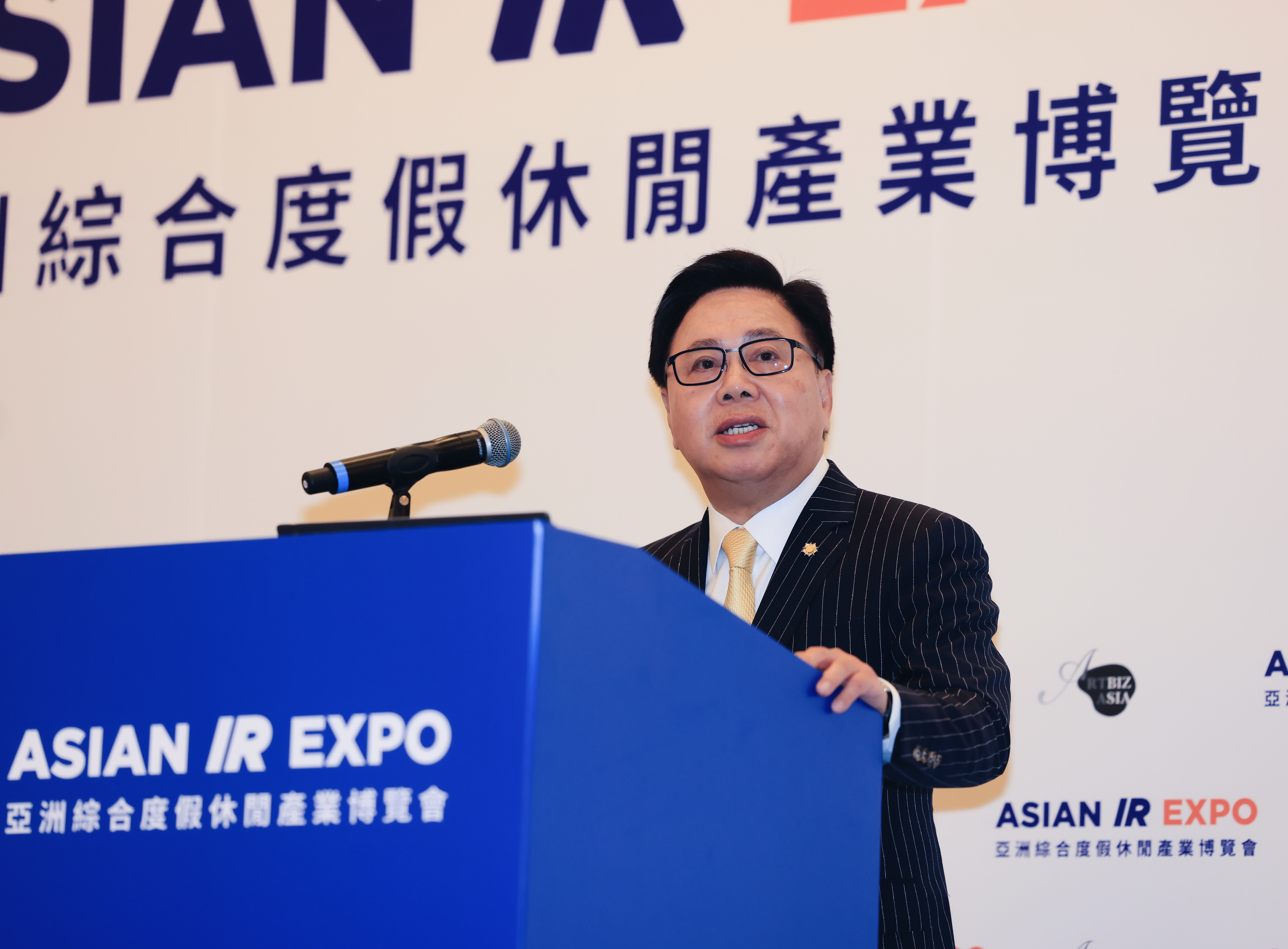 圖為金沙中國總裁王英偉出席並致辭。(香港中通社) 圖為金沙中國總裁王英偉出席並致辭。(香港中通社)