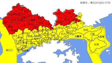 深圳市分區暴雨橙色預警信號升級為紅色