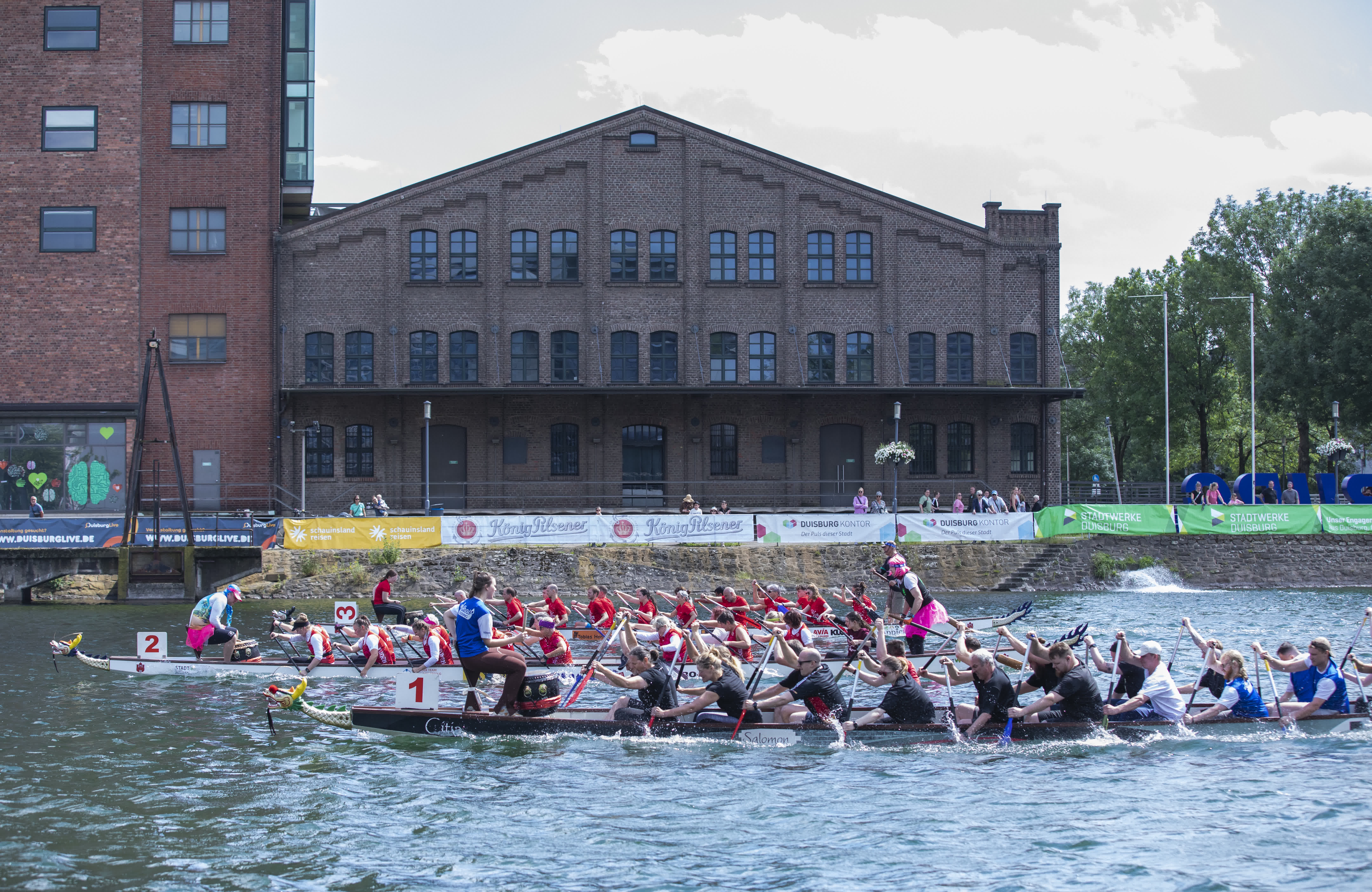 6月8日，選手們在德國杜伊斯堡參加2024趣味龍舟賽。（新華社）