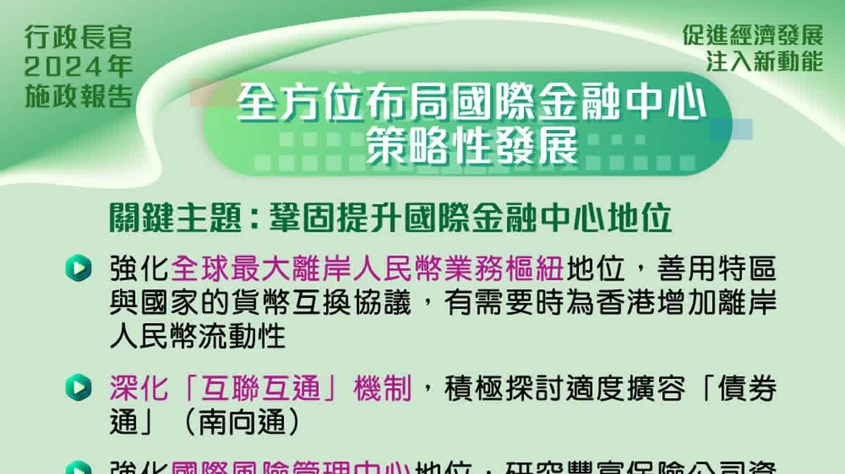 施政報告｜鞏固提升國際金融中心地位