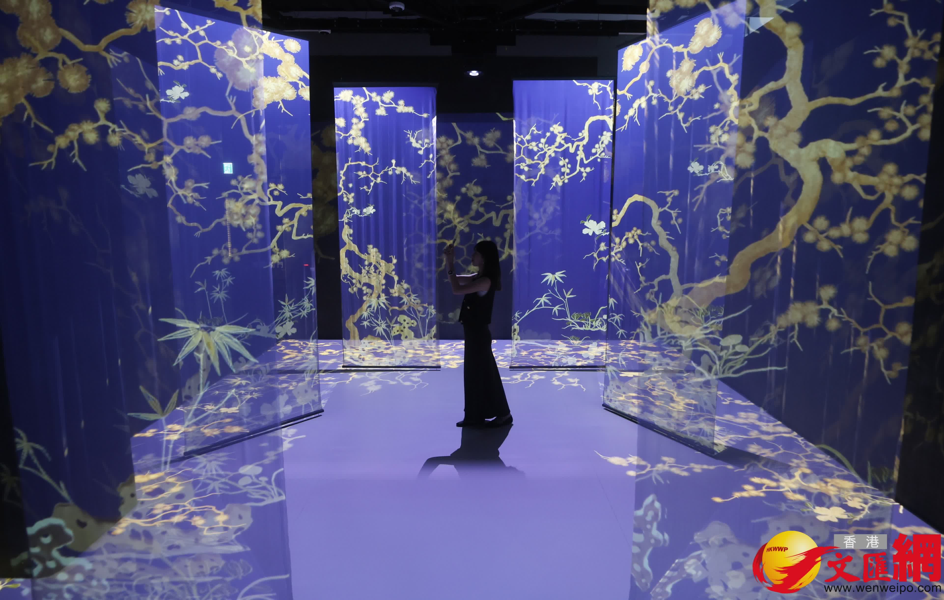 「『紋』以載道——故宮博物院沉浸式數字體驗展」,是香港故宮文化博物館首個以故宮藏品紋樣為主題的多媒體專題展覽,以最新的科技和數碼技術,展現故宮古建築、陶瓷、傢具、織繡上形式多樣且寓意豐富的紋樣藝術。 (香港文匯報記者郭木又 攝) 「『紋』以載道——故宮博物院沉浸式數字體驗展」,是香港故宮文化博物館首個以故宮藏品紋樣為主題的多媒體專題展覽,以最新的科技和數碼技術,展現故宮古建築、陶瓷、傢具、織繡上形式多樣且寓意豐富的紋樣藝術。 (香港文匯報記者郭木又 攝)