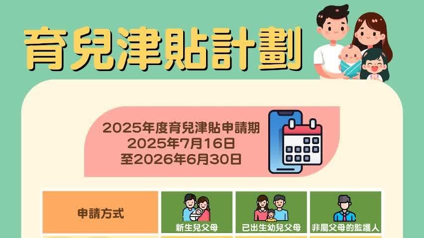 澳門推出每年1.8萬澳門元育兒津貼　明起接受申請
