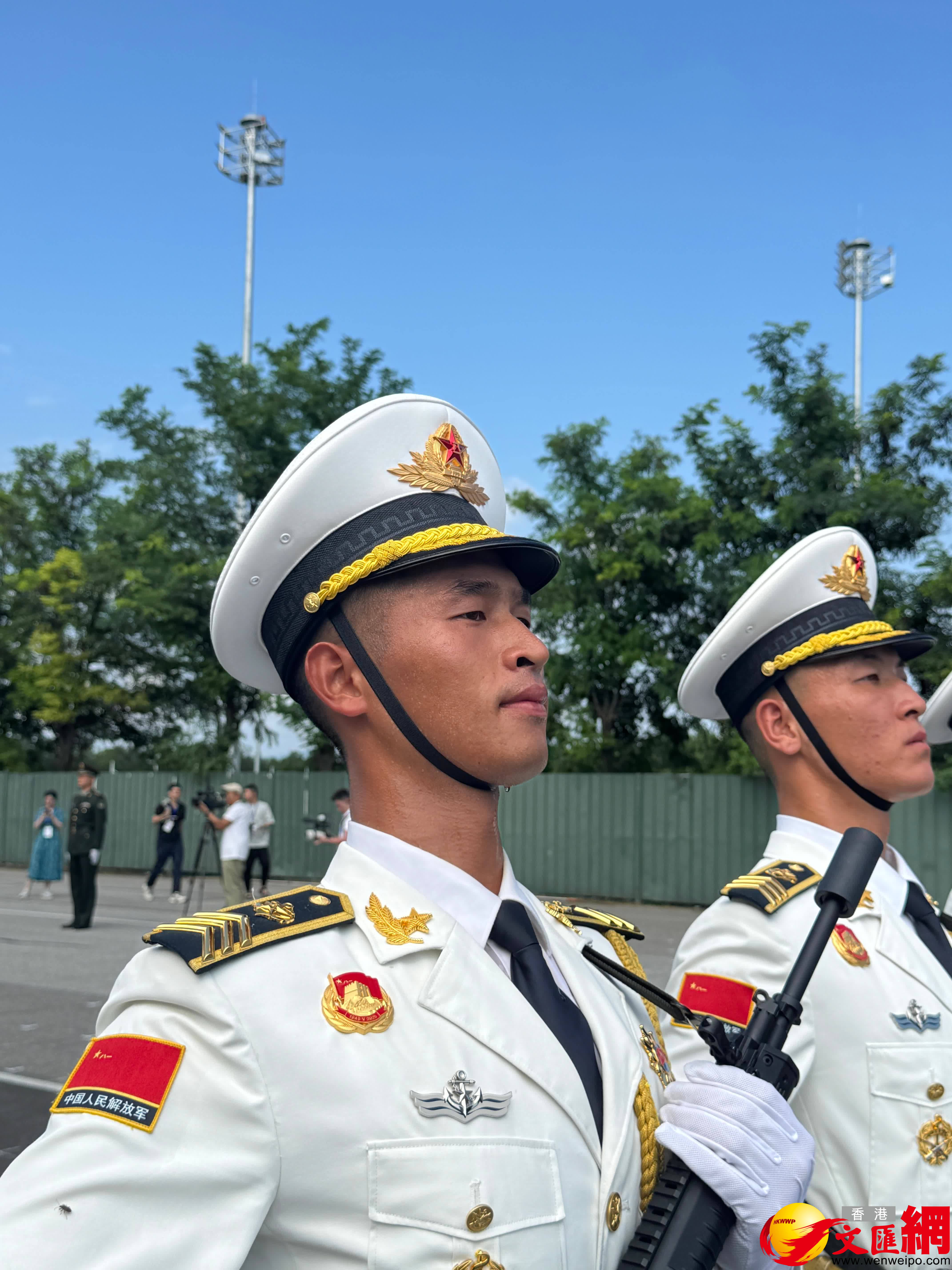九三閱兵將近，記者探訪閱兵訓練場，觀摩採訪徒步方陣、聯合軍樂團訓練情況。（香港文匯網記者　李暢　攝）