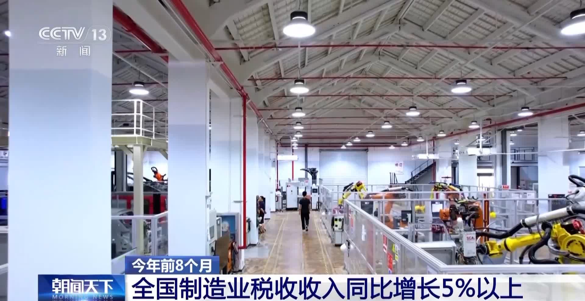 今年前8個月全國製造業稅收收入同比增長5%以上