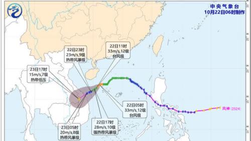 「風神」加強為颱風級　中央氣象台發布最新路徑預報圖