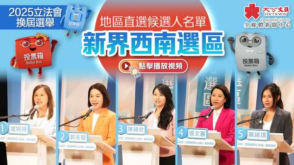 2025立法會換屆選舉｜地區直選候選人名單　新界西南選區