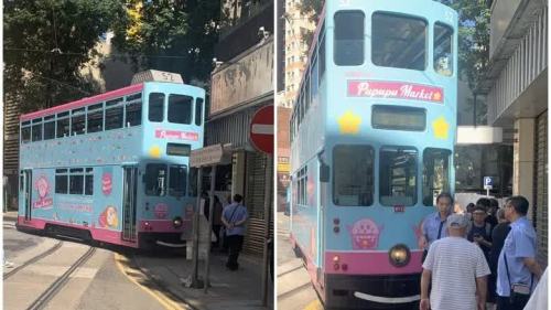 (有片) 筲箕灣東大街電車出軌 剷上行人路幸無傷亡