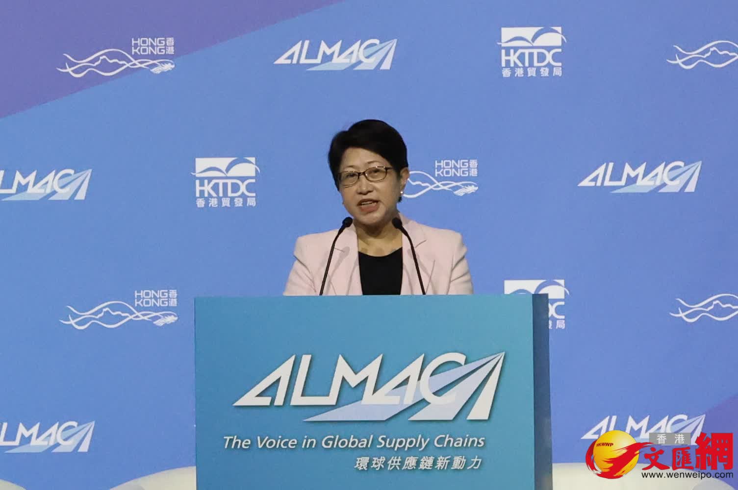 香港貿易發展局總裁張淑芬致開幕辭。（香港文匯報記者萬霜靈攝）
