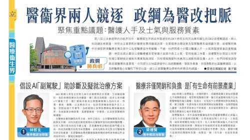 立法會選舉 | 醫衞界兩人競逐  政綱為醫改把脈