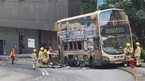 (有片) 葵涌垃圾車落斜失控連撞巴士及的士 最少10人傷