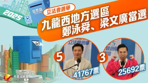 （有片）立法會選舉 │九龍西地方選區 梁文廣、鄭泳舜當選
