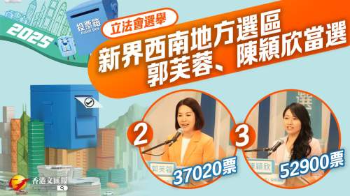 （有片）立法會選舉｜新界西南地方選區　陳穎欣郭芙蓉當選