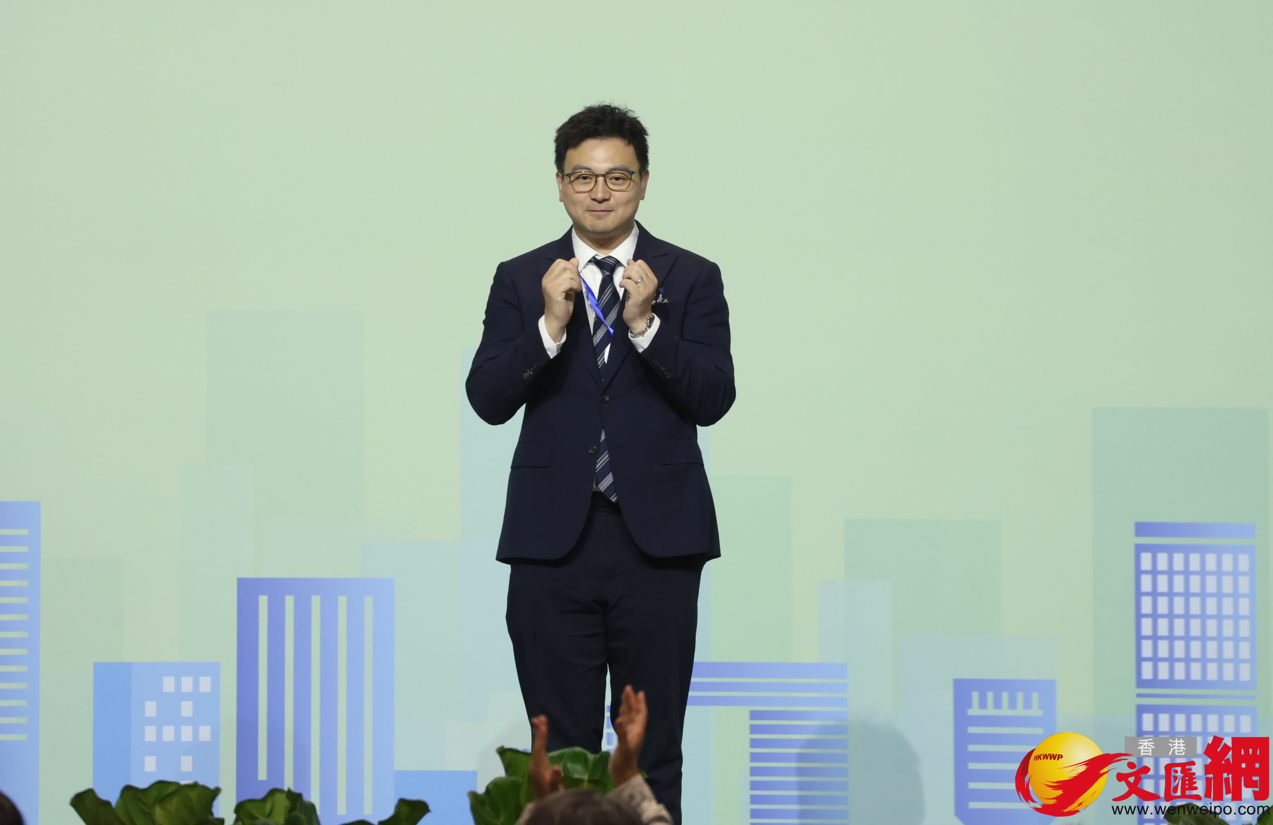 功能界別飲食界，梁進當選。（香港文匯報記者曾興偉攝）