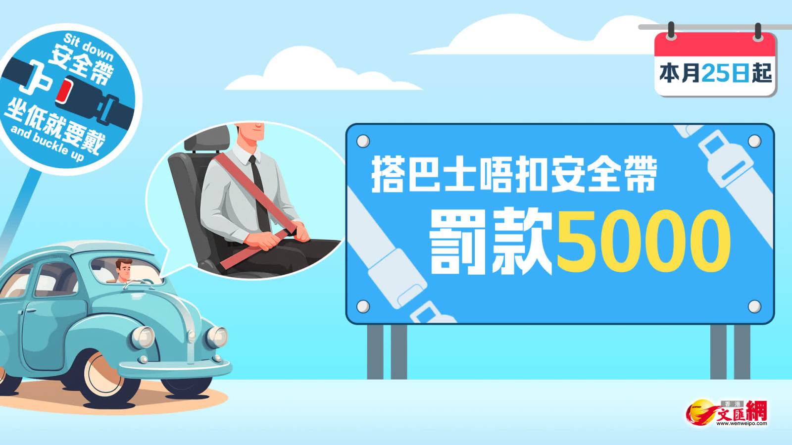 一圖睇明！巴士安全帶法例1.25生效　搭巴士唔扣安全帶最高罰5千！