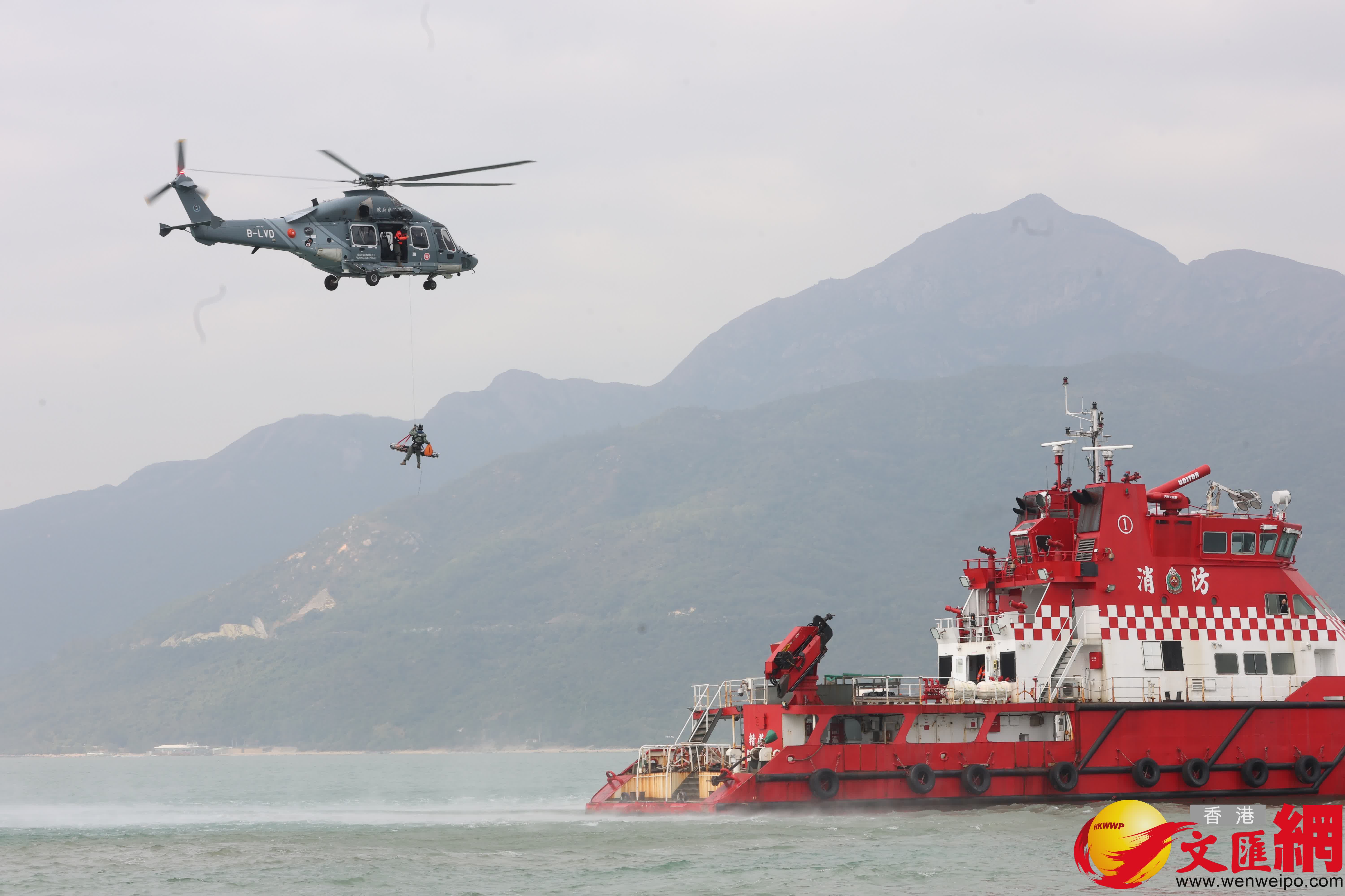 民航處聯同多個部門及解放軍駐港部隊進行搜索救援演練。（香港文匯報記者 萬霜靈 攝）