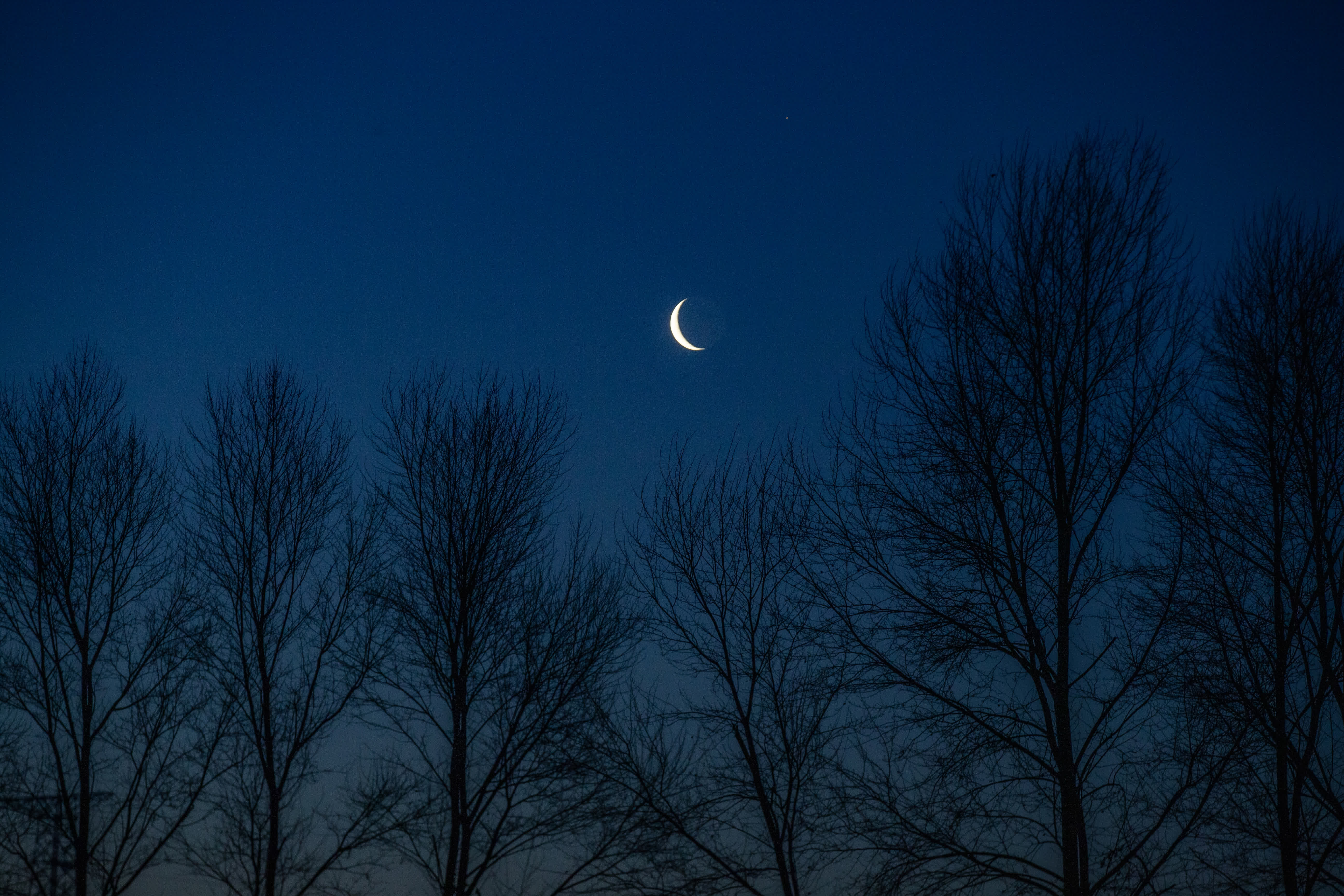 1月15日在黑龍江省嘉蔭縣拍攝的月亮。（新華社）