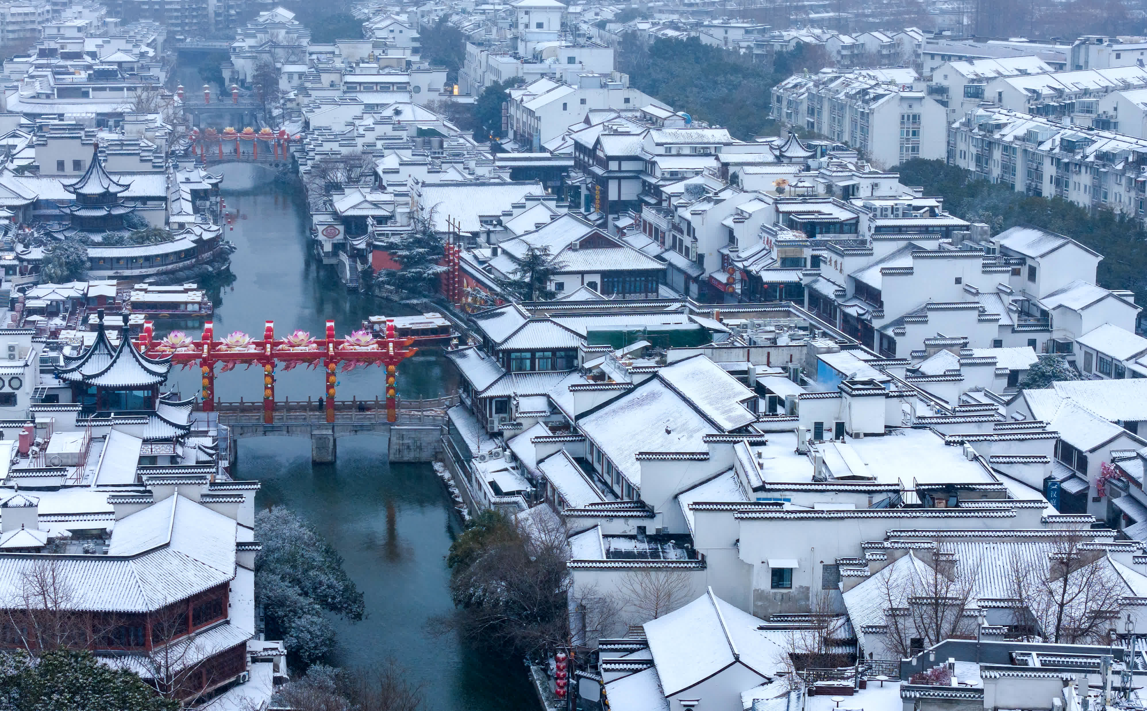 1月20日拍攝的江蘇南京夫子廟景區雪景。（新華社）