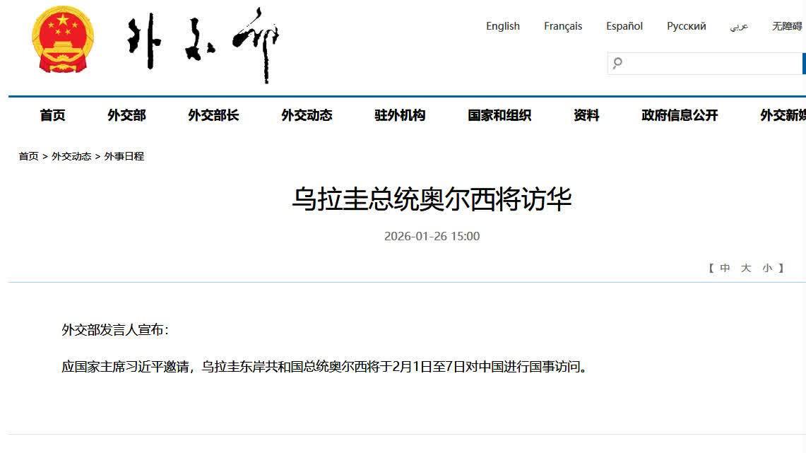 外交部宣布：奧爾西將訪華