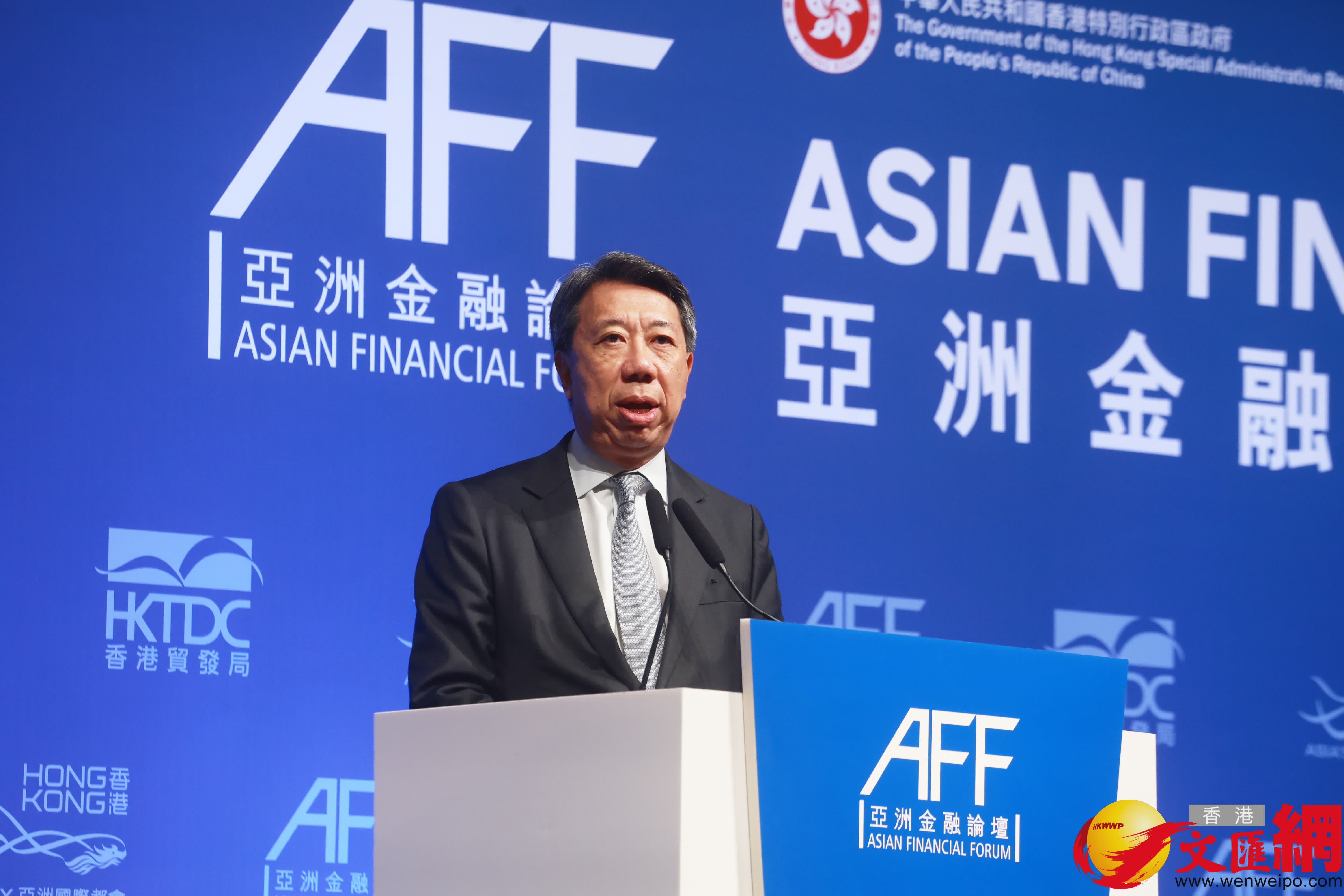 洪丕正先生，BBS， JP董事會主席，金融發展局。（香港文匯報記者 郭木又 攝）