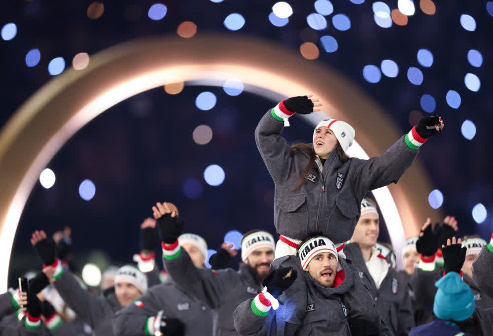 意大利體育代表團在開幕式上入場。（來源：新華社）