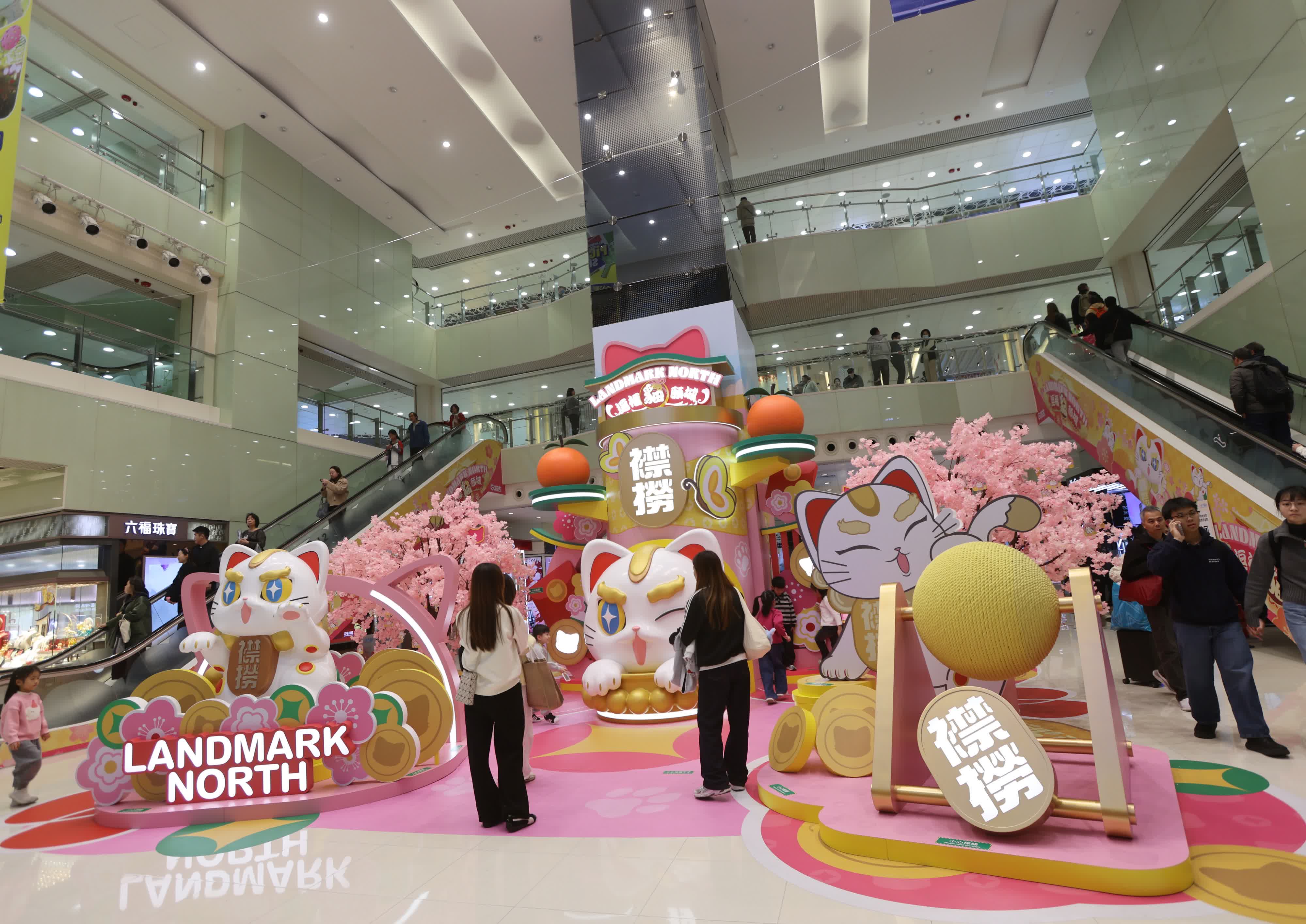 圖為「逗福貓願城」新春裝置。（香港中通社）