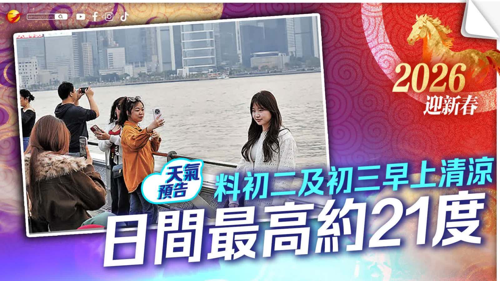 日間最高約21度 料初二及初三早上清涼
