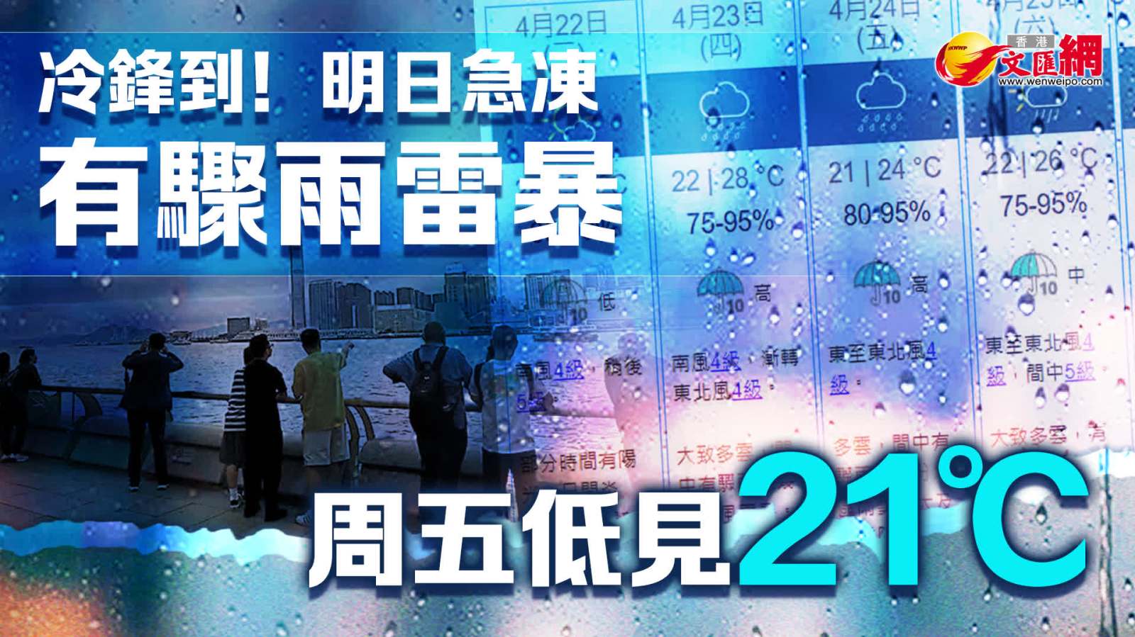 冷鋒到！明日急凍有驟雨雷暴　周五低見21度