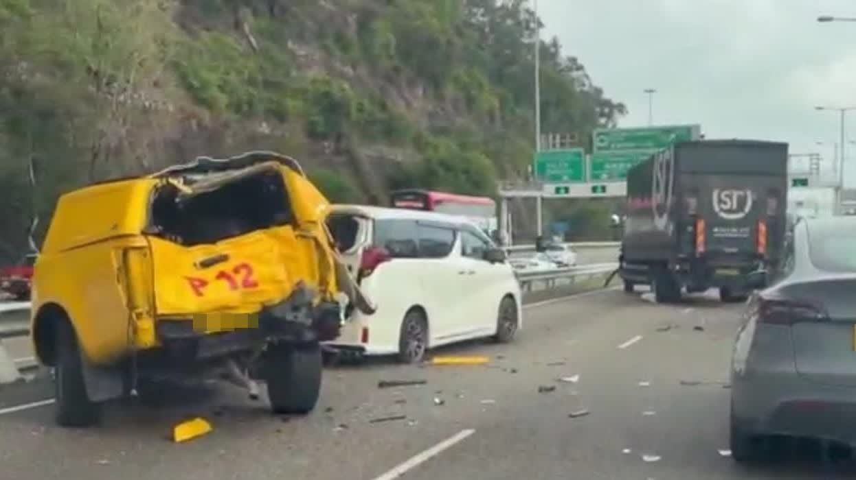 (有片) 長青公路3車串燒1死5傷 青馬管制區男職員慘遭撞斃