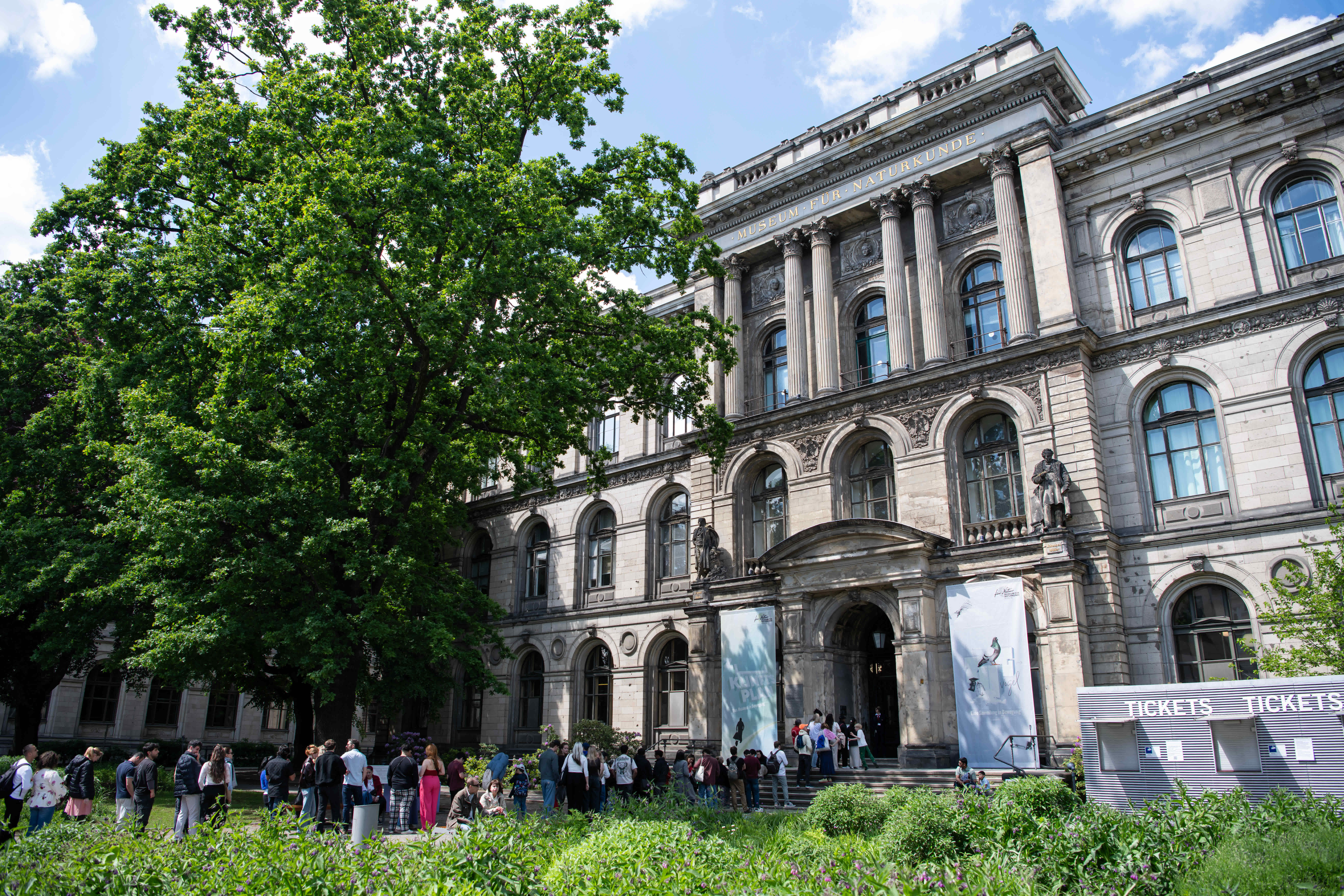 5月17日，人們在德國柏林自然歷史博物館外排隊等待參觀。新華社