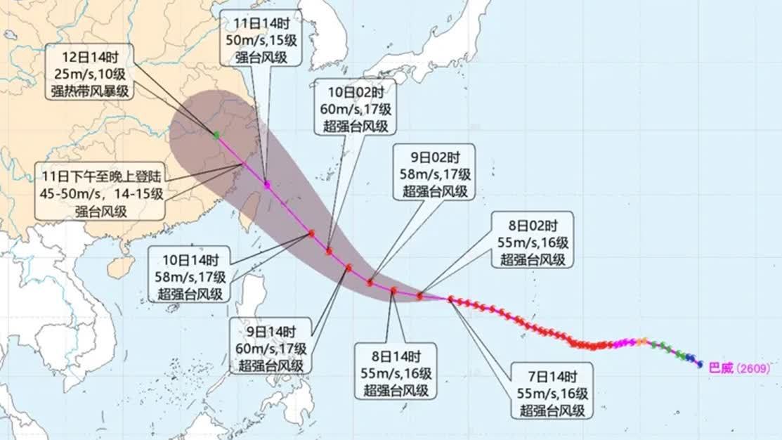 超強颱風「巴威」來勢洶洶　專家：重點地區需提前防禦