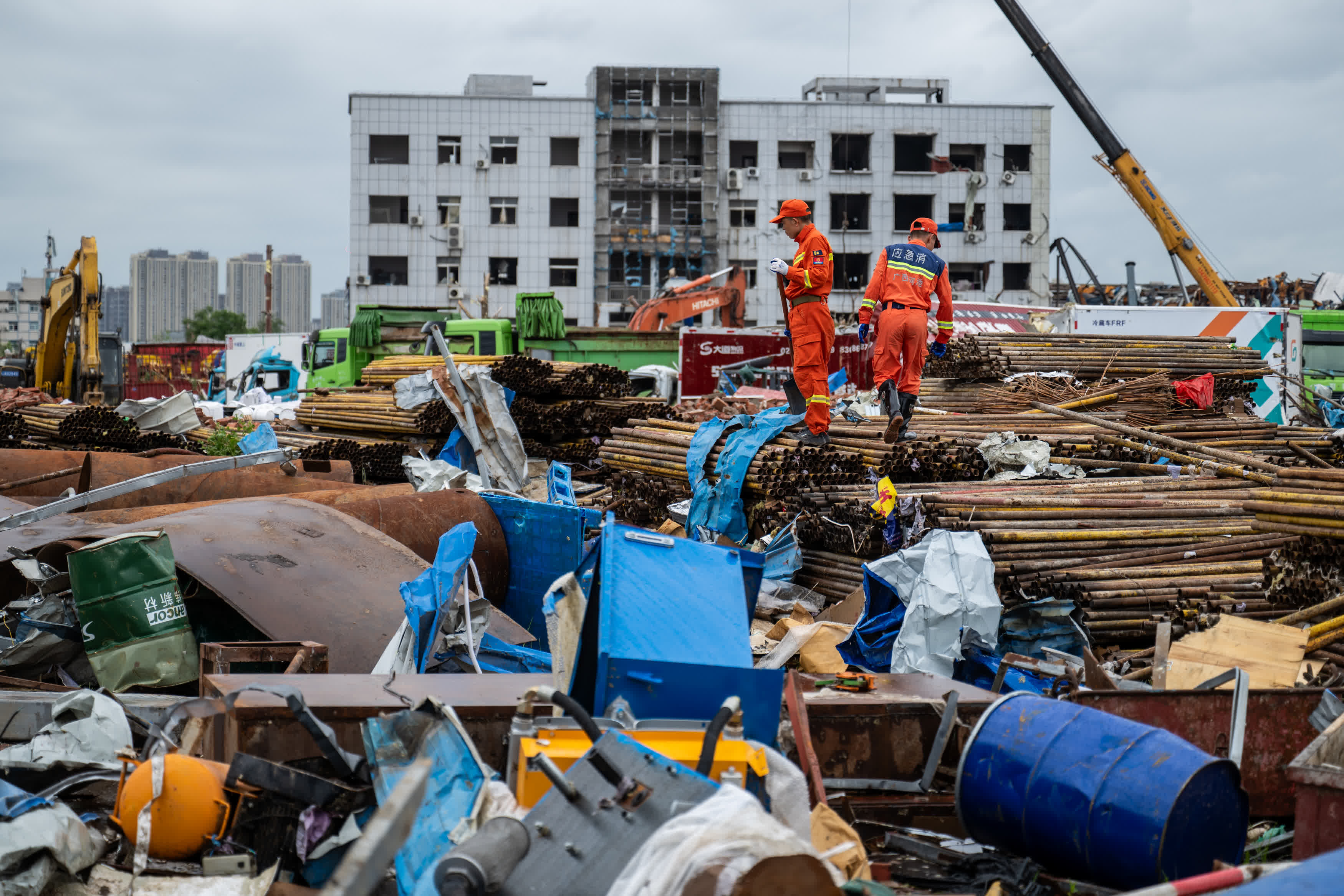 這是7月7日在湖北省黃岡市黃州區拍攝的受災現場。（新華社）