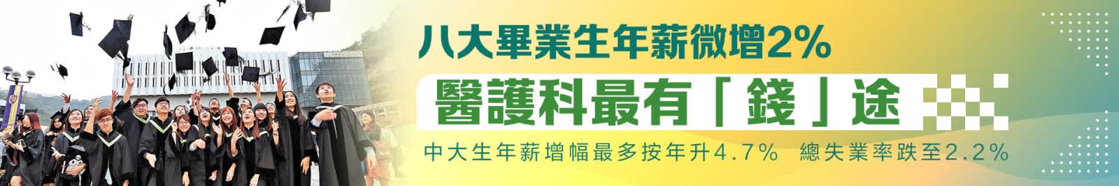 港八大畢業生年薪出爐！港大40萬排第一　醫護科最有「錢」途